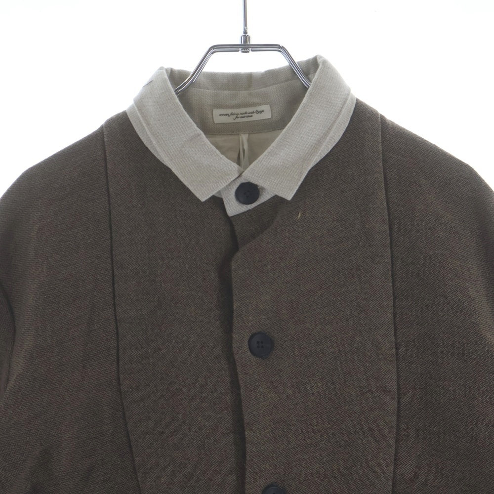 sus-sous(シェス) Long Smock ウール ロング スモック 長袖シャツ ブラウン 06-SS01708
