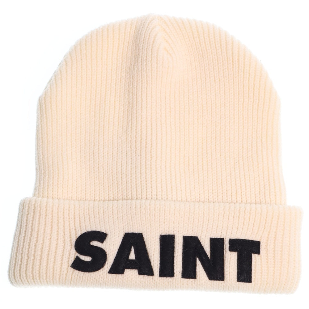 SAINT MICHAEL(セントマイケル) 23AW KNIT CAP ウール ロゴ ニット帽 帽子 ベージュ SM-A23-0000-049