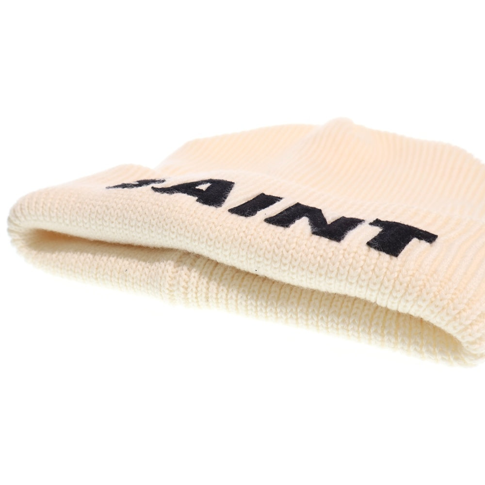 SAINT MICHAEL(セントマイケル) 23AW KNIT CAP ウール ロゴ ニット帽 帽子 ベージュ SM-A23-0000-049