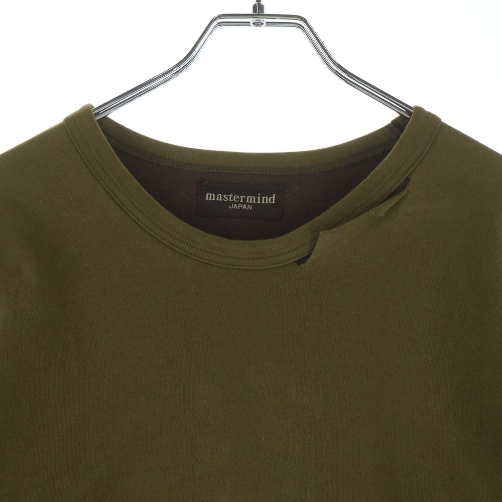 mastermind JAPAN(マスターマインドジャパン) Layard L/S Tee レイヤードロングスリーブTシャツ クルーネックダメージ加工長袖Tシャツ MA-TS6-01 ブラウン