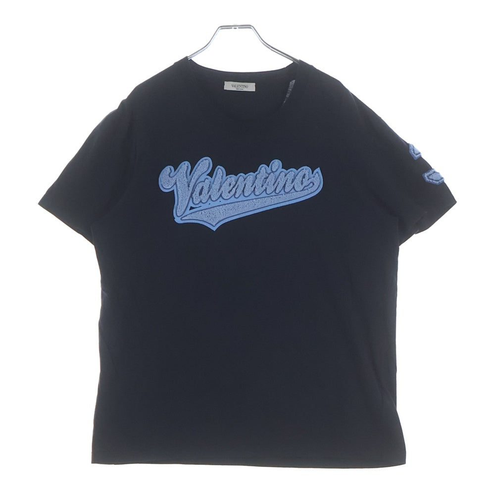 VALENTINO(ヴァレンティノ) ロゴワッペン クルーネック 半袖Tシャツ カットソー ブラック/ブルー 0000046299