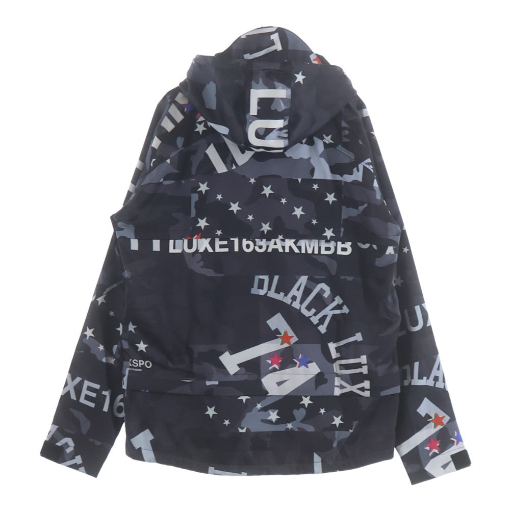 AKM(エーケーエム) ×Brown Bunny LUXE163 ハーフジップ 総柄 フーデット ジャケット ブラック FV017