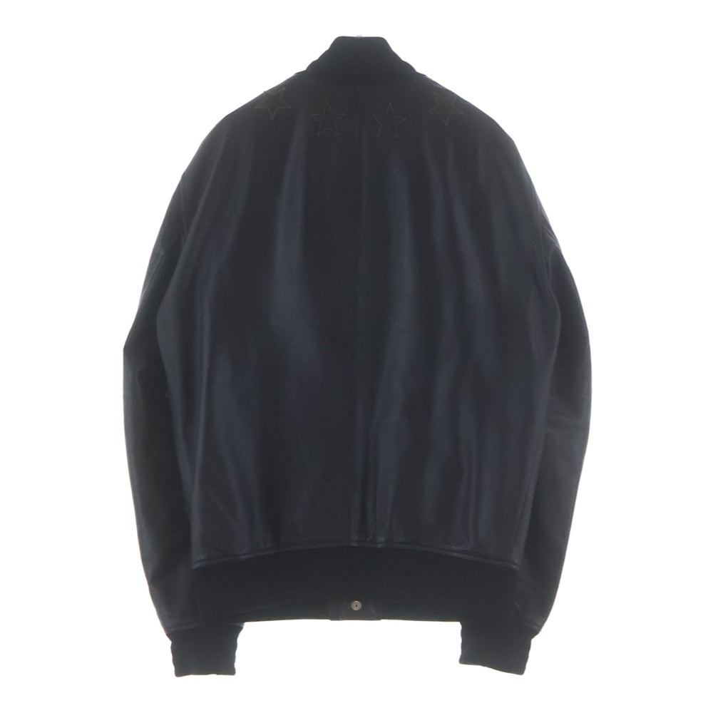 GIVENCHY(ジバンシィ) 15AW Leather Embroided Star Baseball Jacket ラウンドスター ラムレザー レザージャケット ブルゾン 15F 0315 443 ブラック