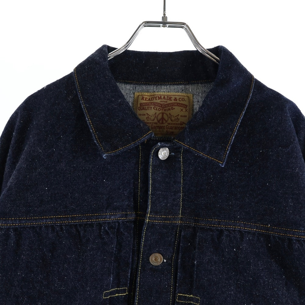 READY MADE(レディメイド) 23AW Denim Jacket デニムジャケット ヴィンテージ加工Tバックデニムジャケット RE-CO-BL-00-00-241 インディゴ