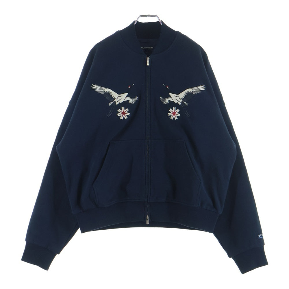 KITH(キス) ×Columbia コロンビア 刺繍デザイン ジップアップ ジャケット ネイビー 26-011-060-0002-1-0