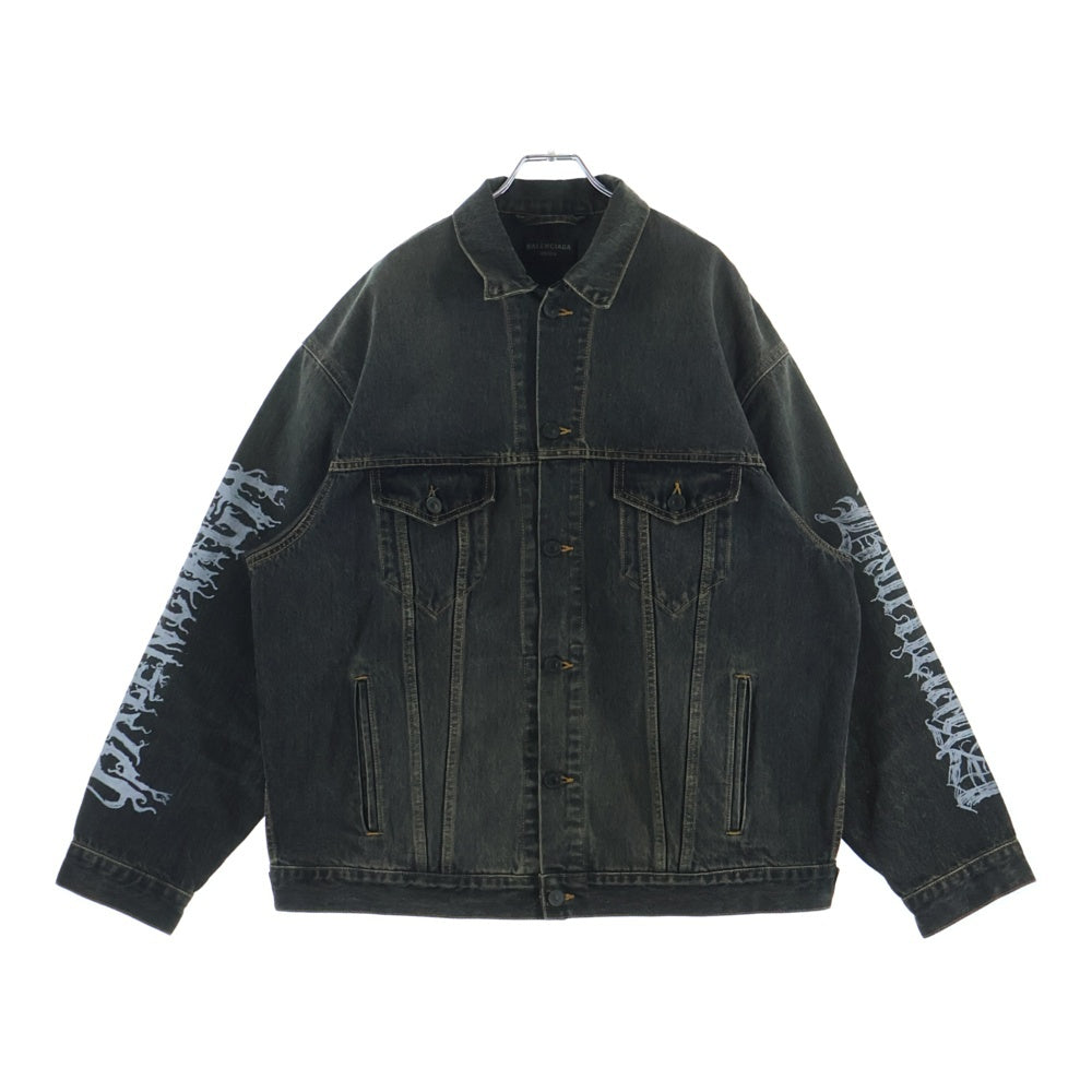 BALENCIAGA(バレンシアガ) 24SS LARGE FIT JACKET WASHED BLACK PAGODA メタルロゴ ラージフィットデニムジャケット ブラック 773804 TBP47