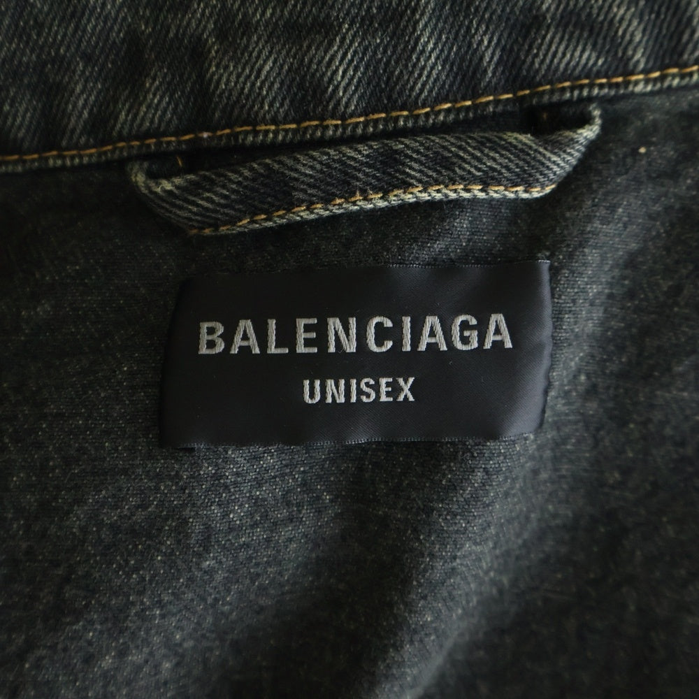 BALENCIAGA(バレンシアガ) 24SS LARGE FIT JACKET WASHED BLACK PAGODA メタルロゴ ラージフィットデニムジャケット ブラック 773804 TBP47