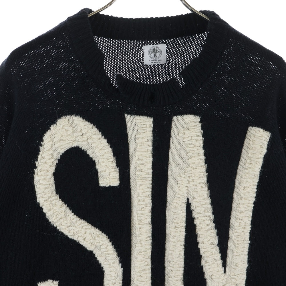 SAINT MICHAEL(セントマイケル) Wool Sweater SIN Black ウール ダメージ加工 ラウンドネック ニット セーター ブラック SM-A21-0000-039