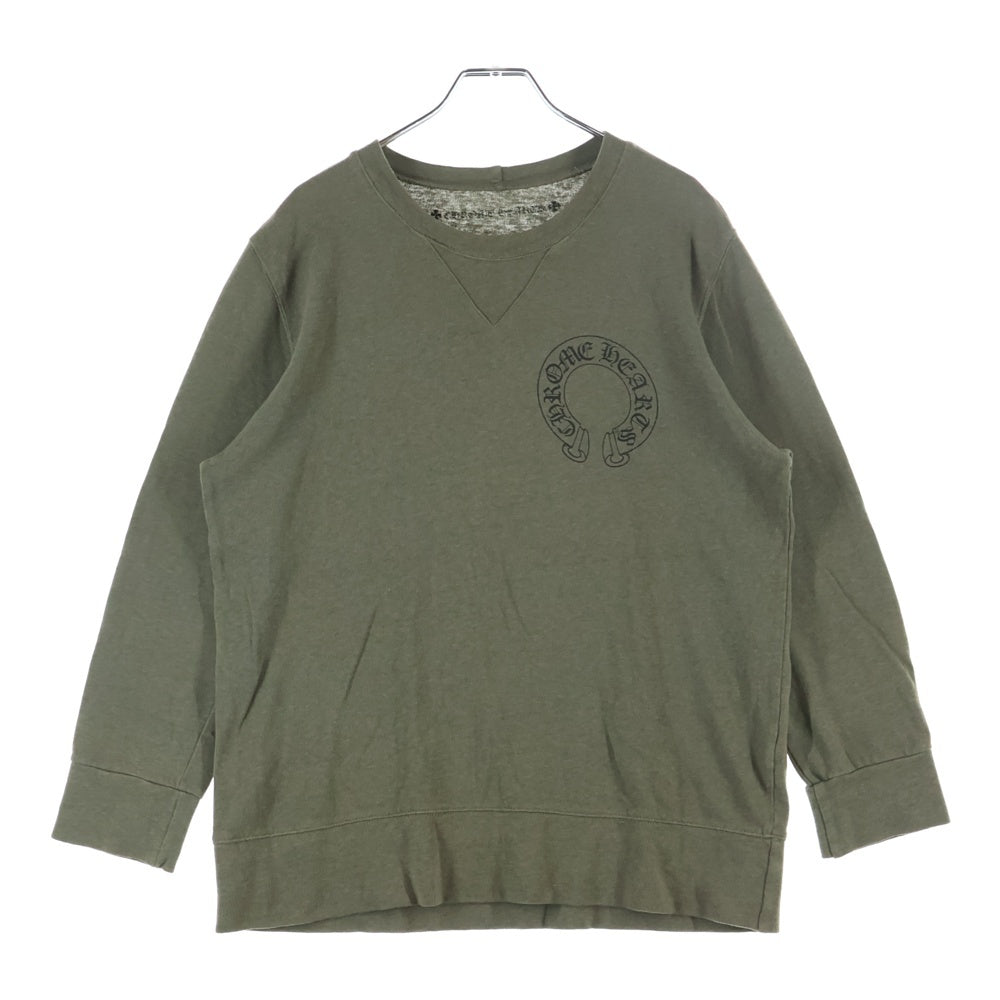 CHROME HEARTS(クロムハーツ) Back Cemetery Cross Sweatshirts バックセメタリークロススウェットシャツ ロゴプリントクルーネックスウェットトレーナー カーキ