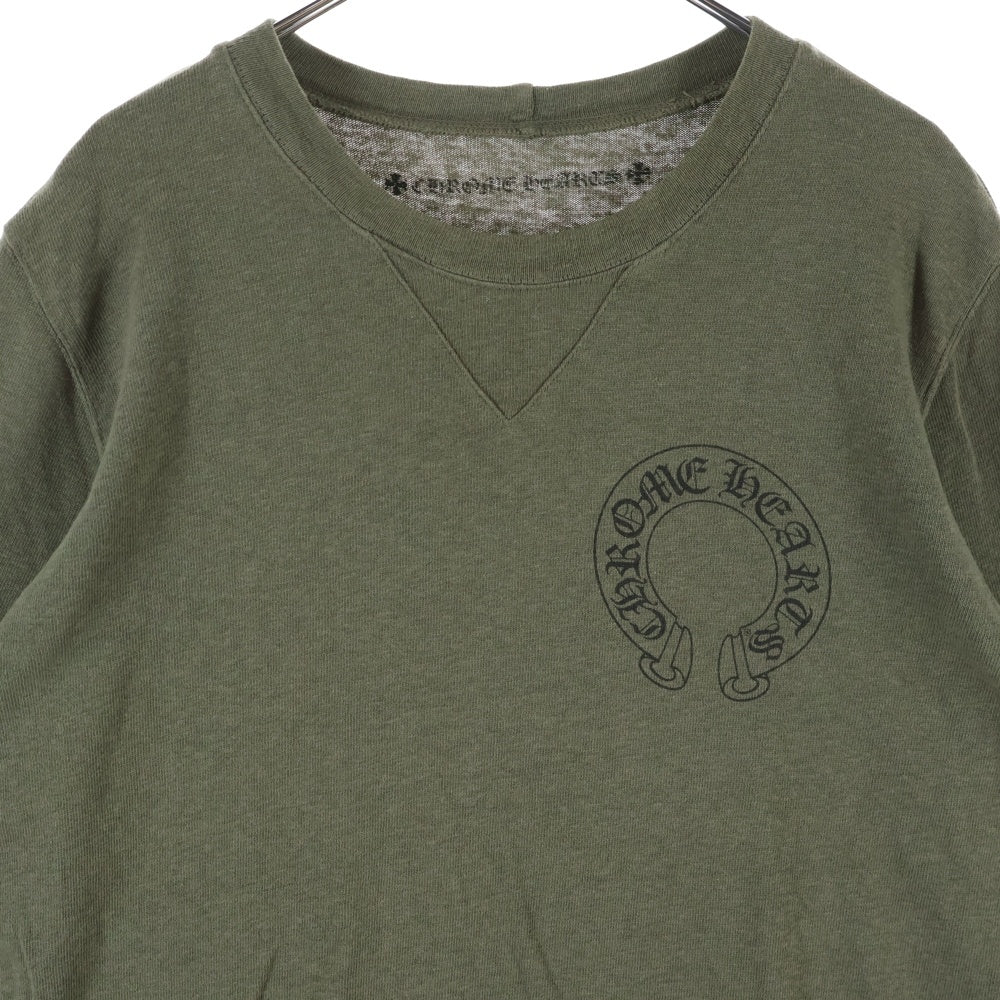 CHROME HEARTS(クロムハーツ) Back Cemetery Cross Sweatshirts バックセメタリークロススウェットシャツ ロゴプリントクルーネックスウェットトレーナー カーキ
