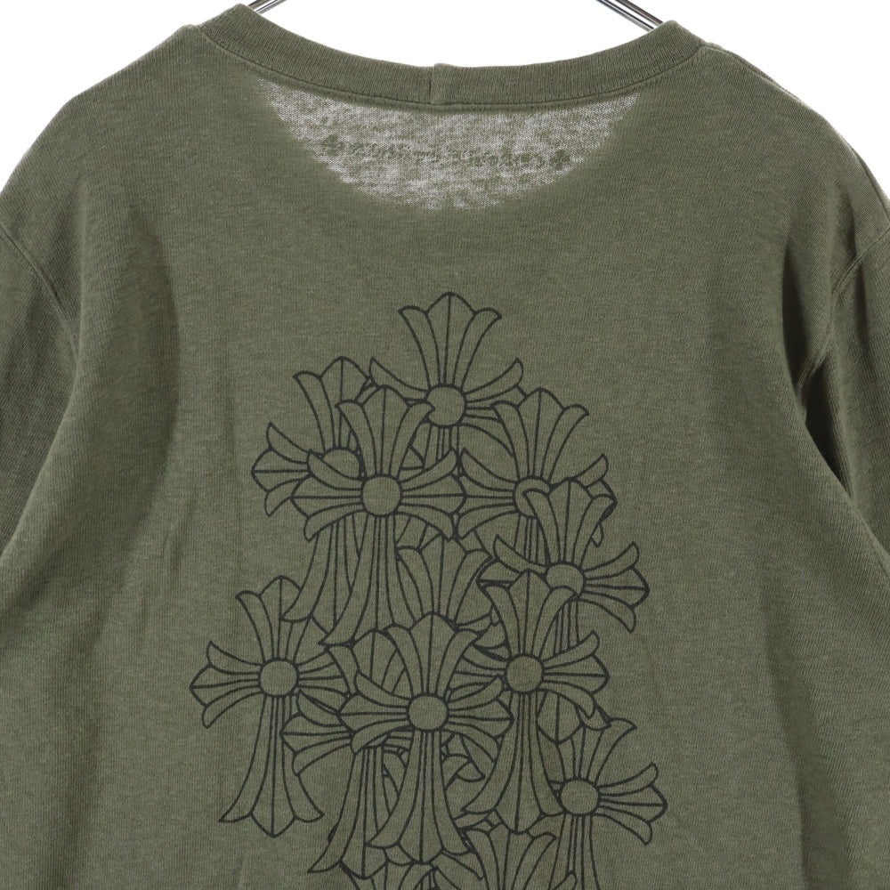 CHROME HEARTS(クロムハーツ) Back Cemetery Cross Sweatshirts バックセメタリークロススウェットシャツ ロゴプリントクルーネックスウェットトレーナー カーキ