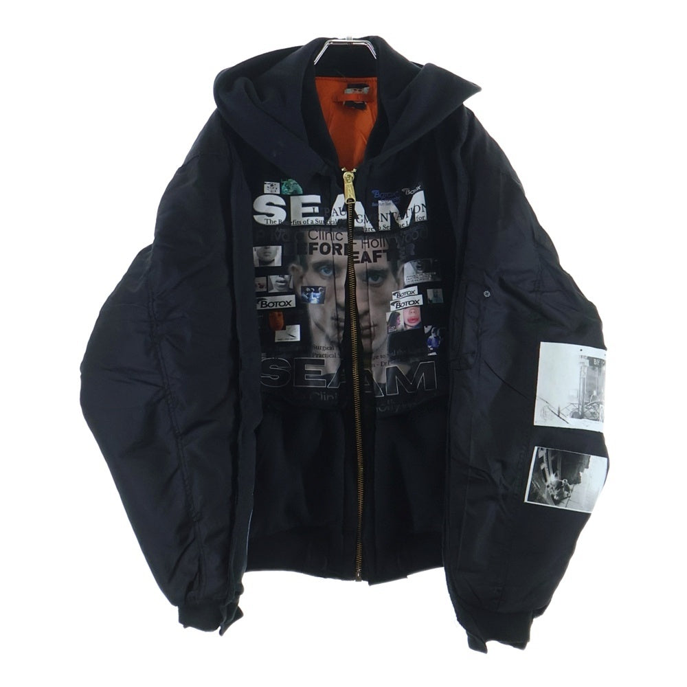 NO BRAND(ノーブランド) COUCOUBEBE ククべべ グラフィックデザイン ボンバージャケット MA-1 アウター ブラック