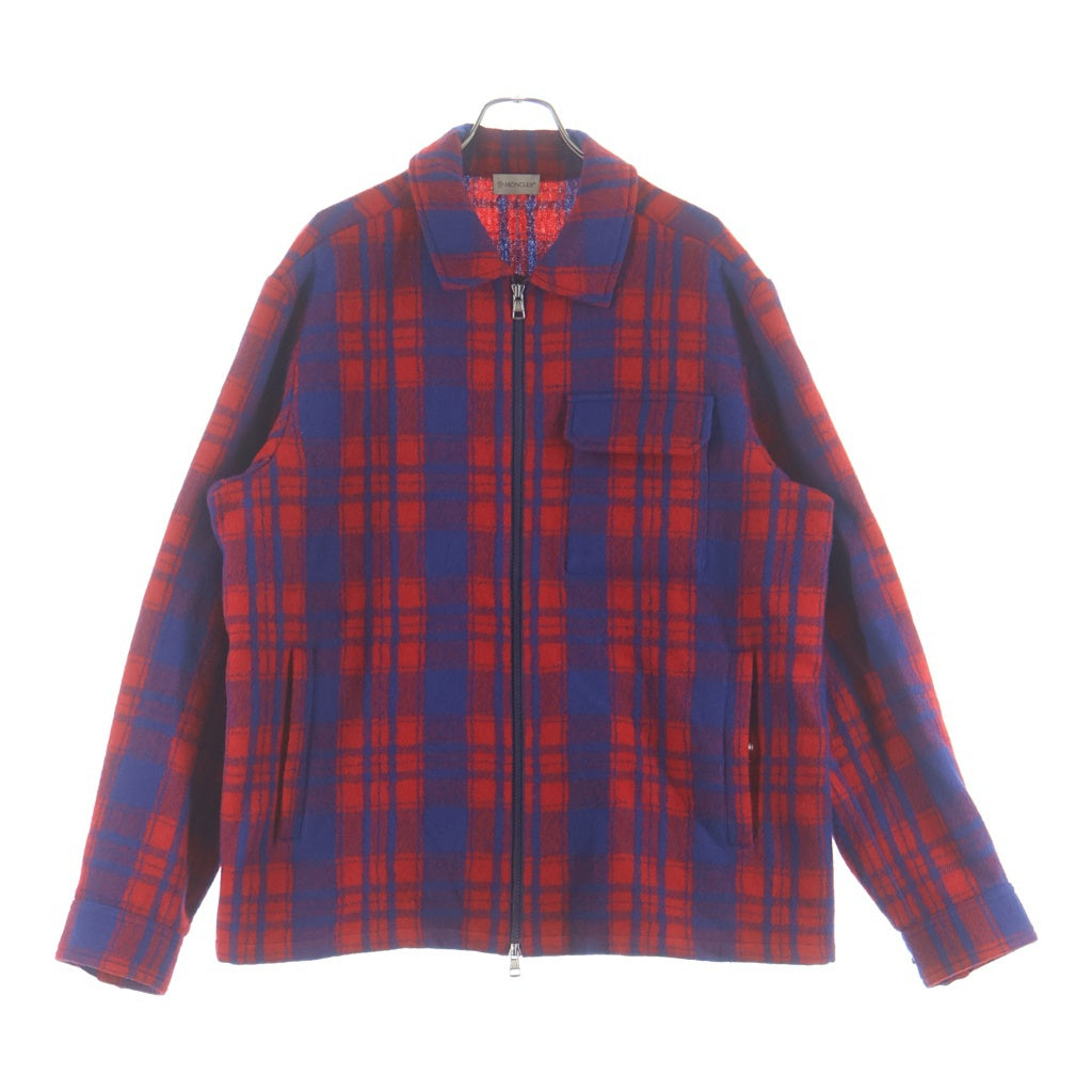 MONCLER(モンクレール) 23AW CAMICIA Zip Up Wool Jacket ウール チェック柄ジップアップシャツジャケット レッド/ブルー I20912F00005