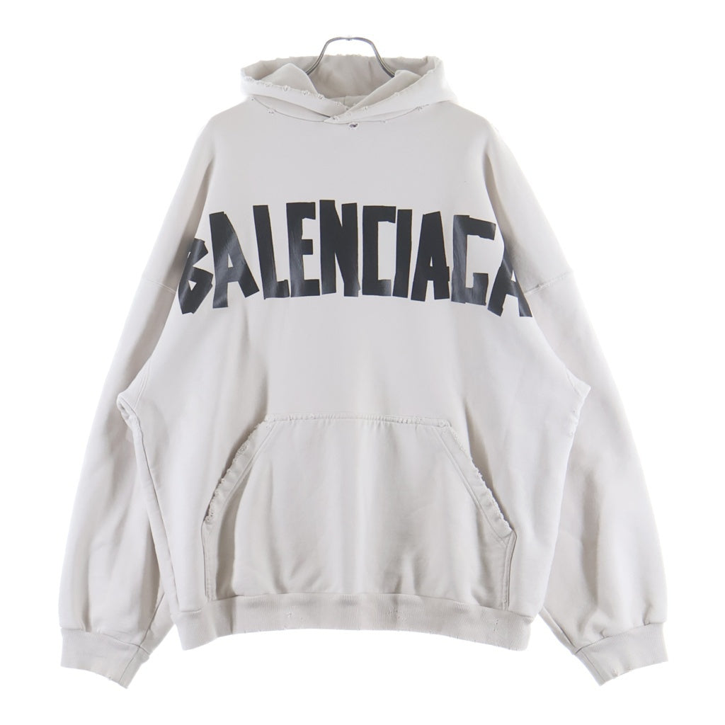 BALENCIAGA(バレンシアガ) 24SS NEW TAPE TYPE HOODIE テープロゴ プルオーバー スウェットパーカー フーディ ホワイト 739024 TQVQ9