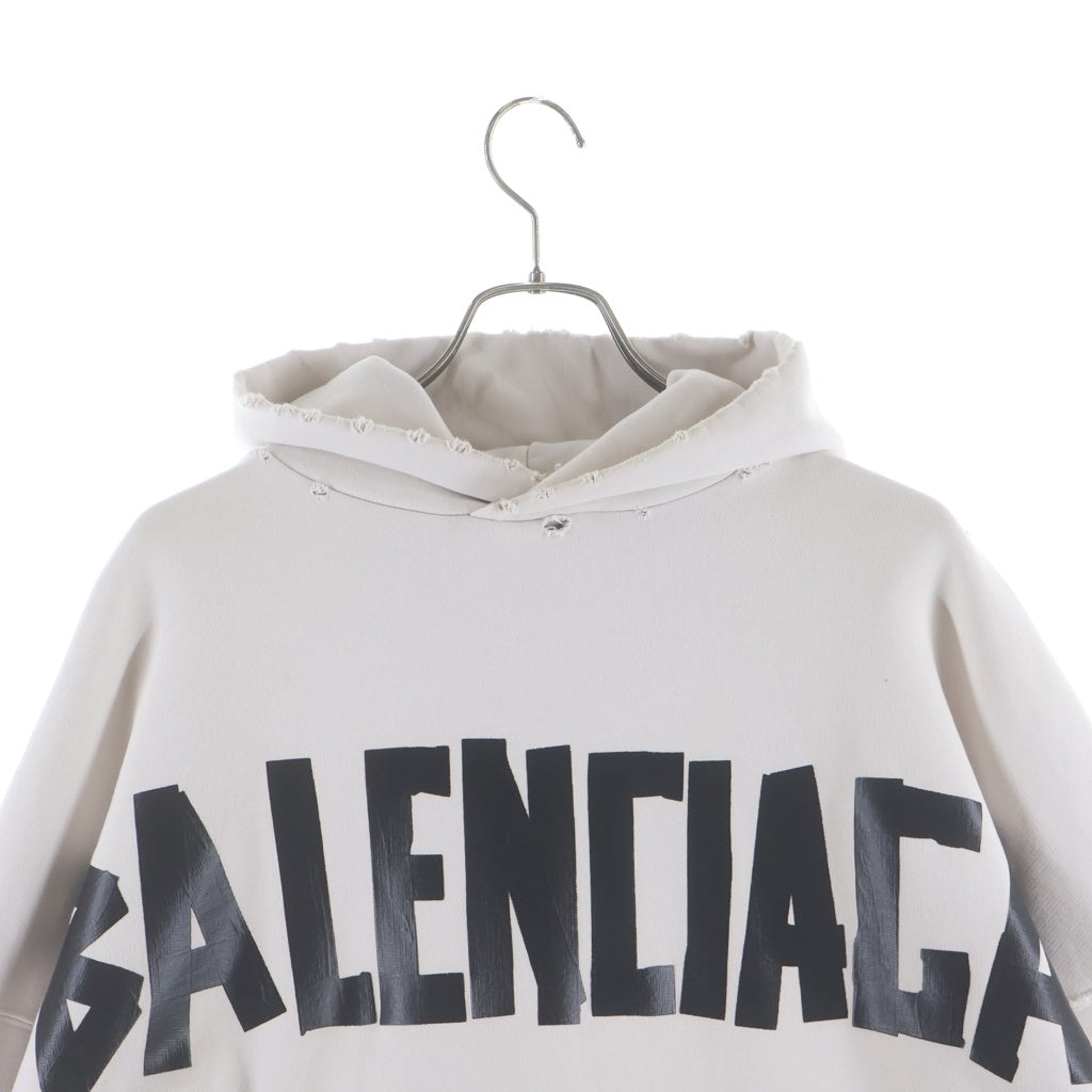 BALENCIAGA(バレンシアガ) 24SS NEW TAPE TYPE HOODIE テープロゴ プルオーバー スウェットパーカー フーディ ホワイト 739024 TQVQ9