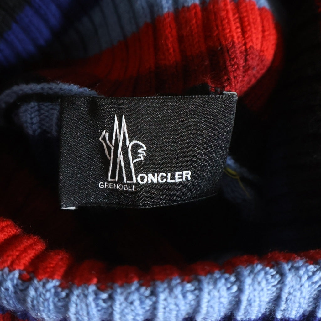 MONCLER GRENOBLE(モンクレールグルノーブル) 18AW MAGLIONE TRICOT CICLISTA Turtle Neck Knit Sweater タートルネックニットセーター マルチカラーボーダーニットセーター D20979203100 マルチ