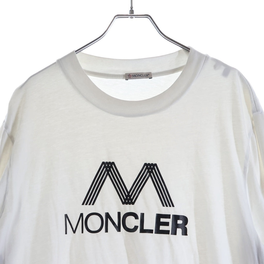 MONCLER(モンクレール) 22SS SS TSHIRT ショートスリーブTシャツ ロゴプリントサイドストライプクルーネック半袖Tシャツ H10918C00038 ホワイト