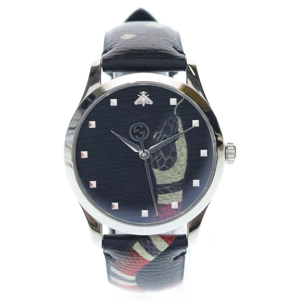 GUCCI(グッチ) Le March Des Merveilles ル・マルシェ・デ・メルヴェイユ スネークプリント クオーツ 腕時計 ウォッチ 1264007ブラック