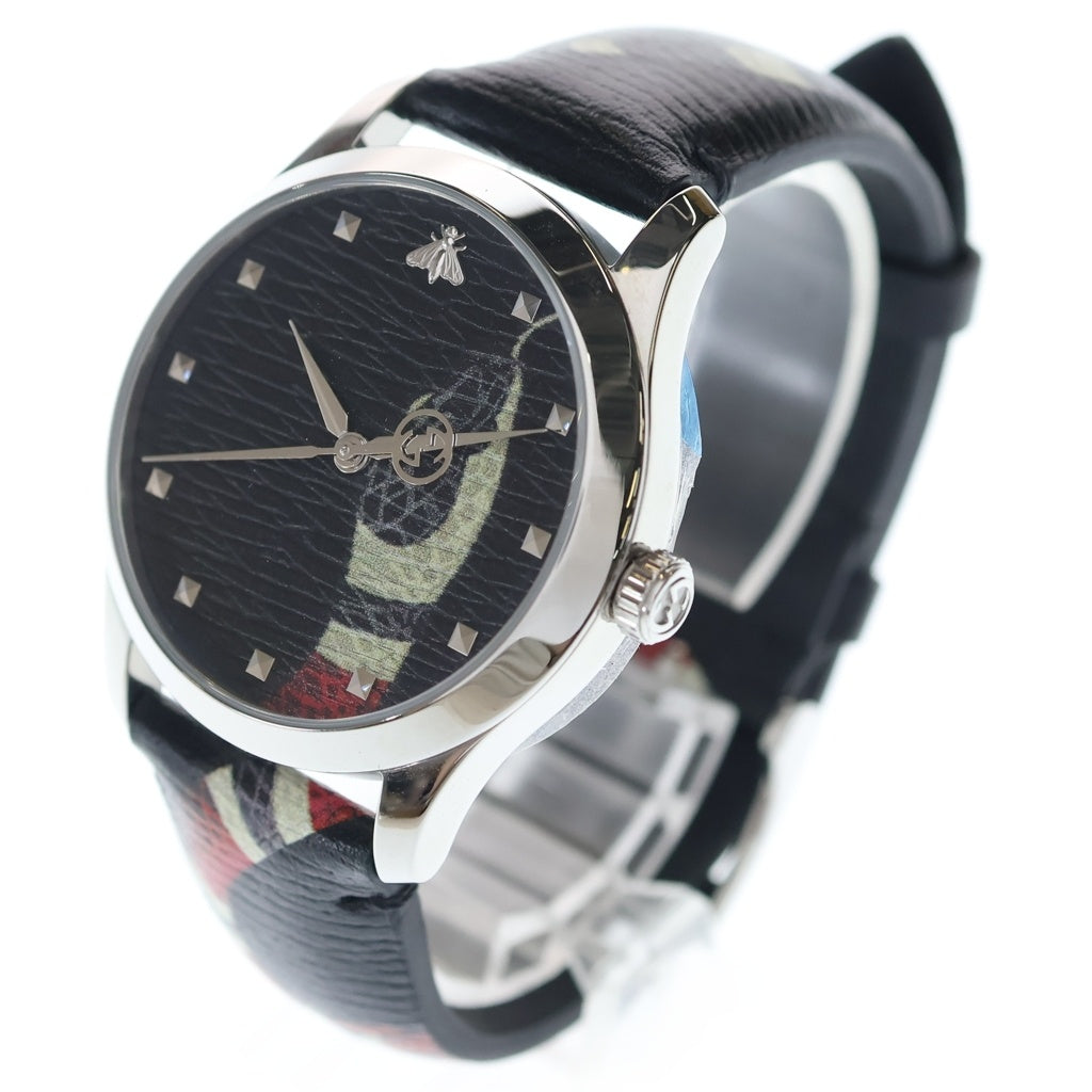 GUCCI(グッチ) Le March Des Merveilles ル・マルシェ・デ・メルヴェイユ スネークプリント クオーツ 腕時計 ウォッチ 1264007ブラック