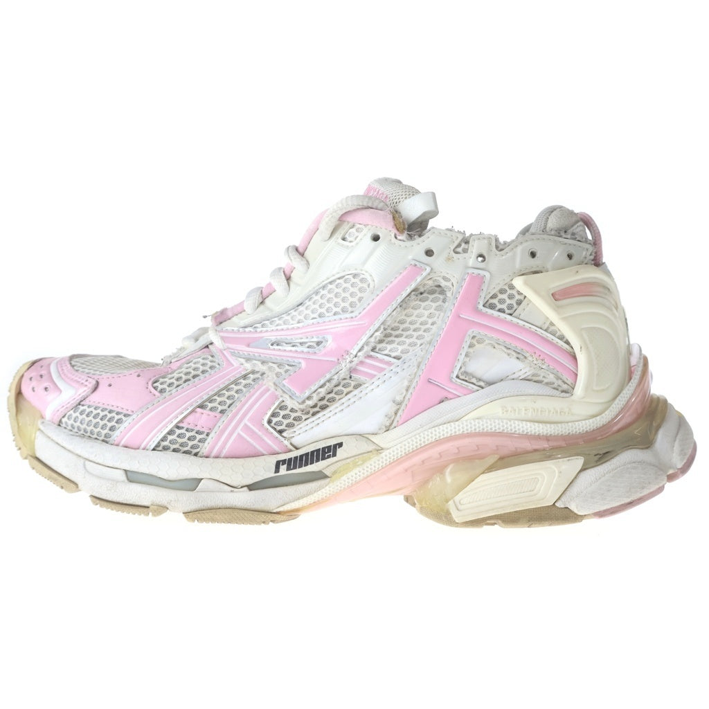 BALENCIAGA(バレンシアガ) Runner Sneaker ランナースニーカー レースアップダメージ加工ローカットスニーカー 677403 ホワイト/ピンク