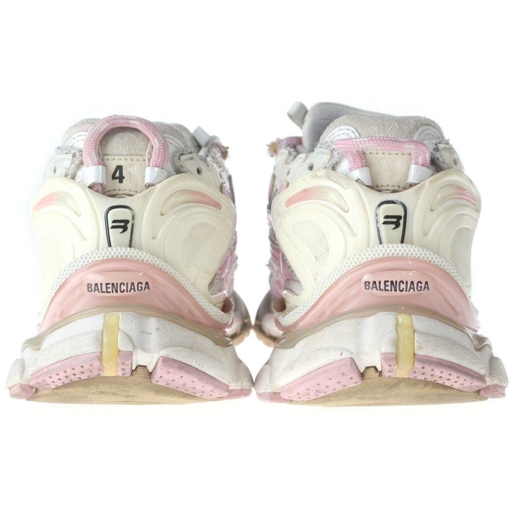 BALENCIAGA(バレンシアガ) Runner Sneaker ランナースニーカー レースアップダメージ加工ローカットスニーカー 677403 ホワイト/ピンク