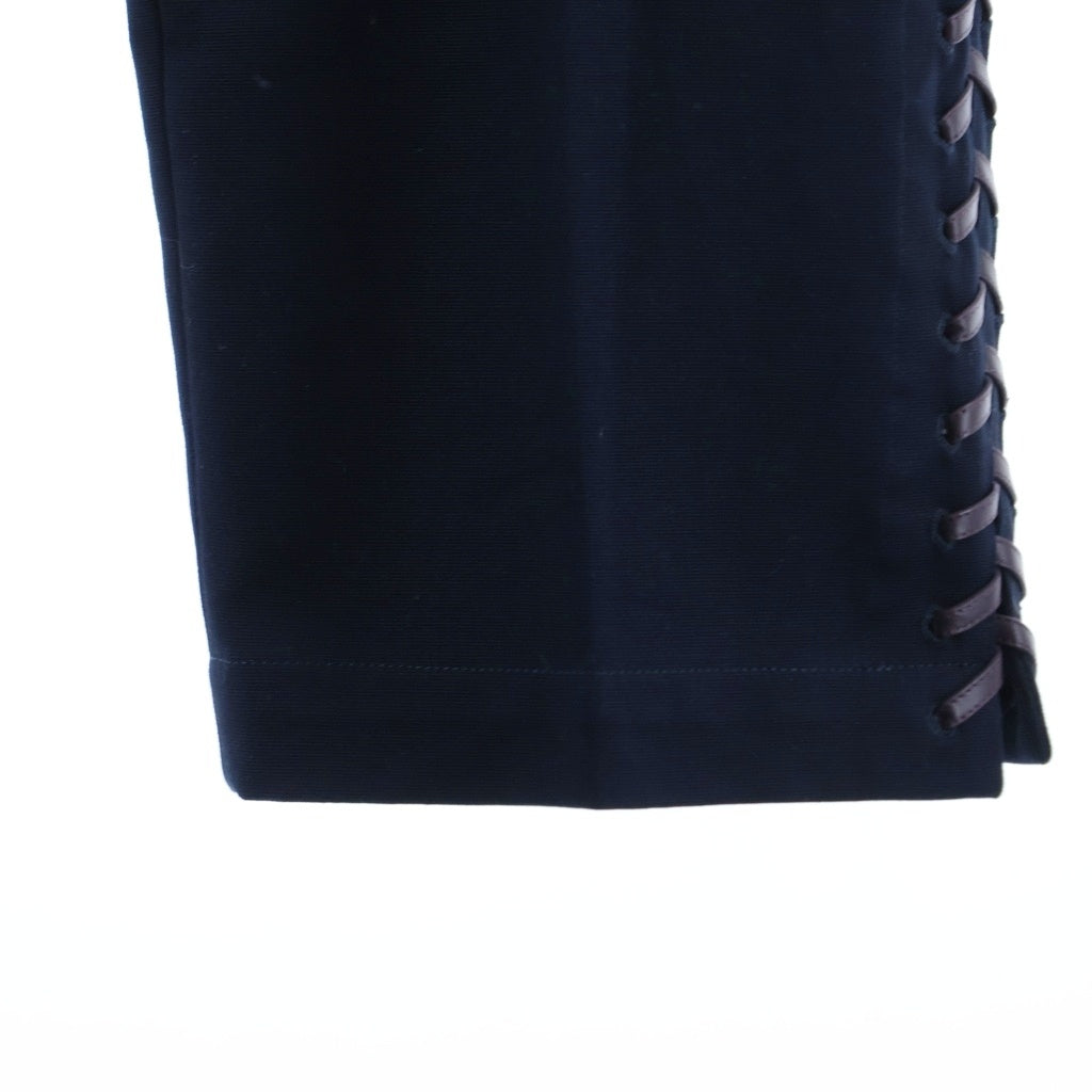 BOTTEGA VENETA(ボッテガヴェネタ) 23SS Cotton Canvas Lace-Up Pants コットンキャンバスレースアップパンツ ハイウエストサイドレーストラウザーズ 729196V0BT0 ネイビー