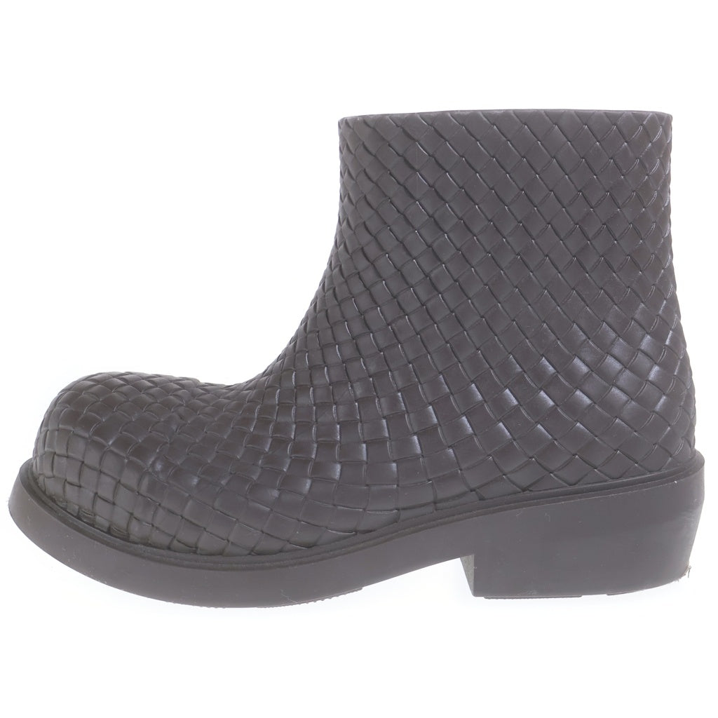 BOTTEGA VENETA(ボッテガヴェネタ) FIREMAN Short Rubber Boots ファイヤーマン イントレチャートエンボス加工ラバーアンクルブーツ 764422 ブラウン