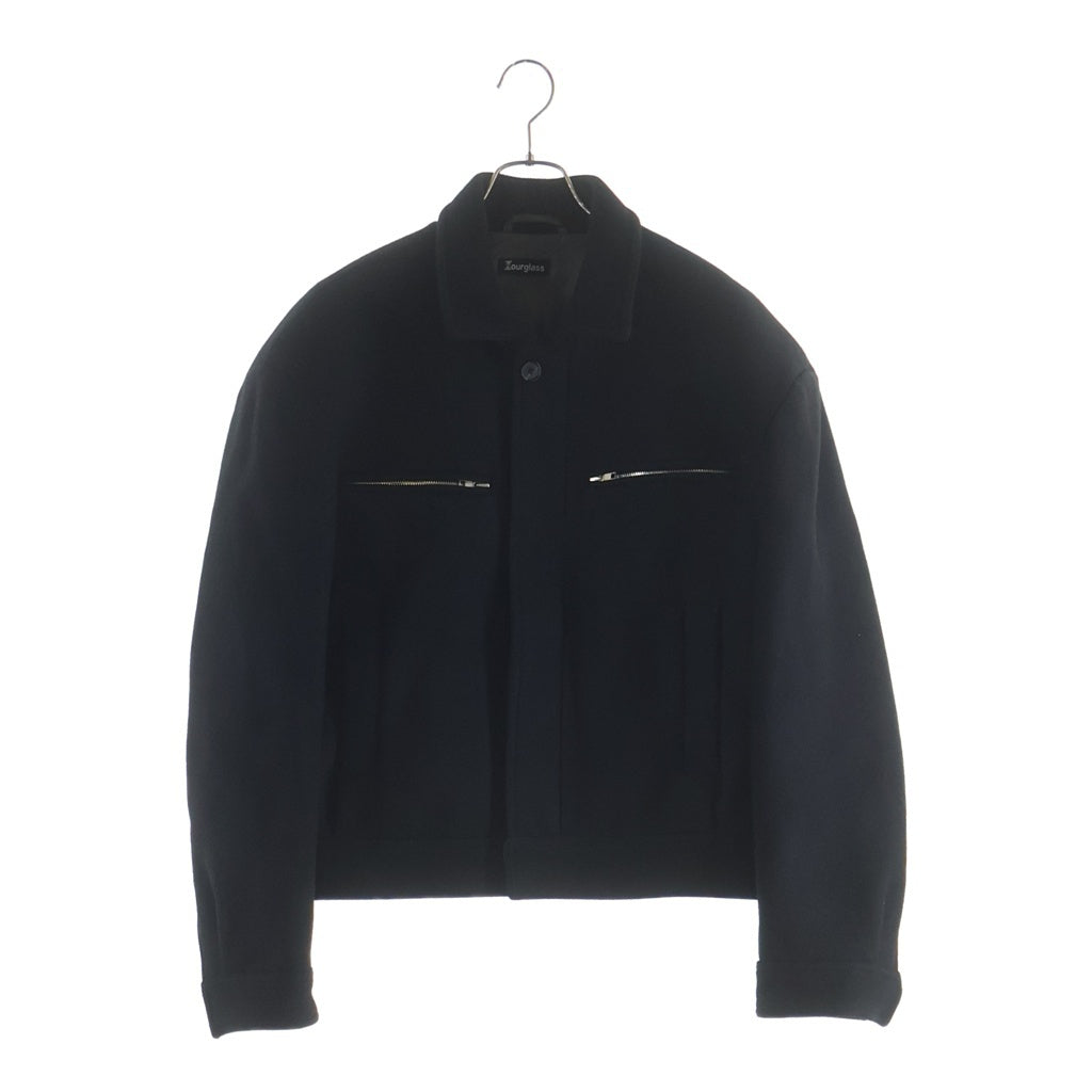 OURGLASS(アワーグラス) Power Shoulder Jacket パワーショルダージャケット ジップアップボックスシルエットジャケット ブラック
