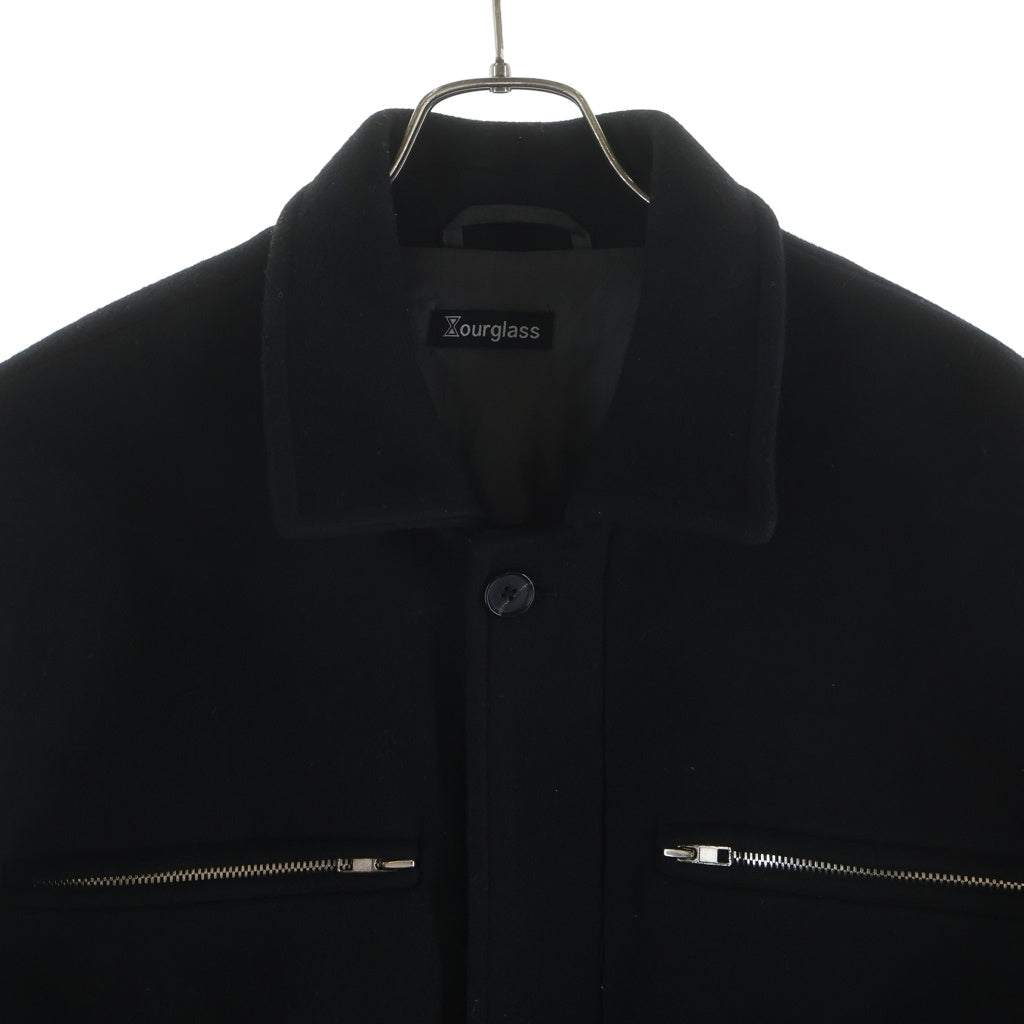 OURGLASS(アワーグラス) Power Shoulder Jacket パワーショルダージャケット ジップアップボックスシルエットジャケット ブラック