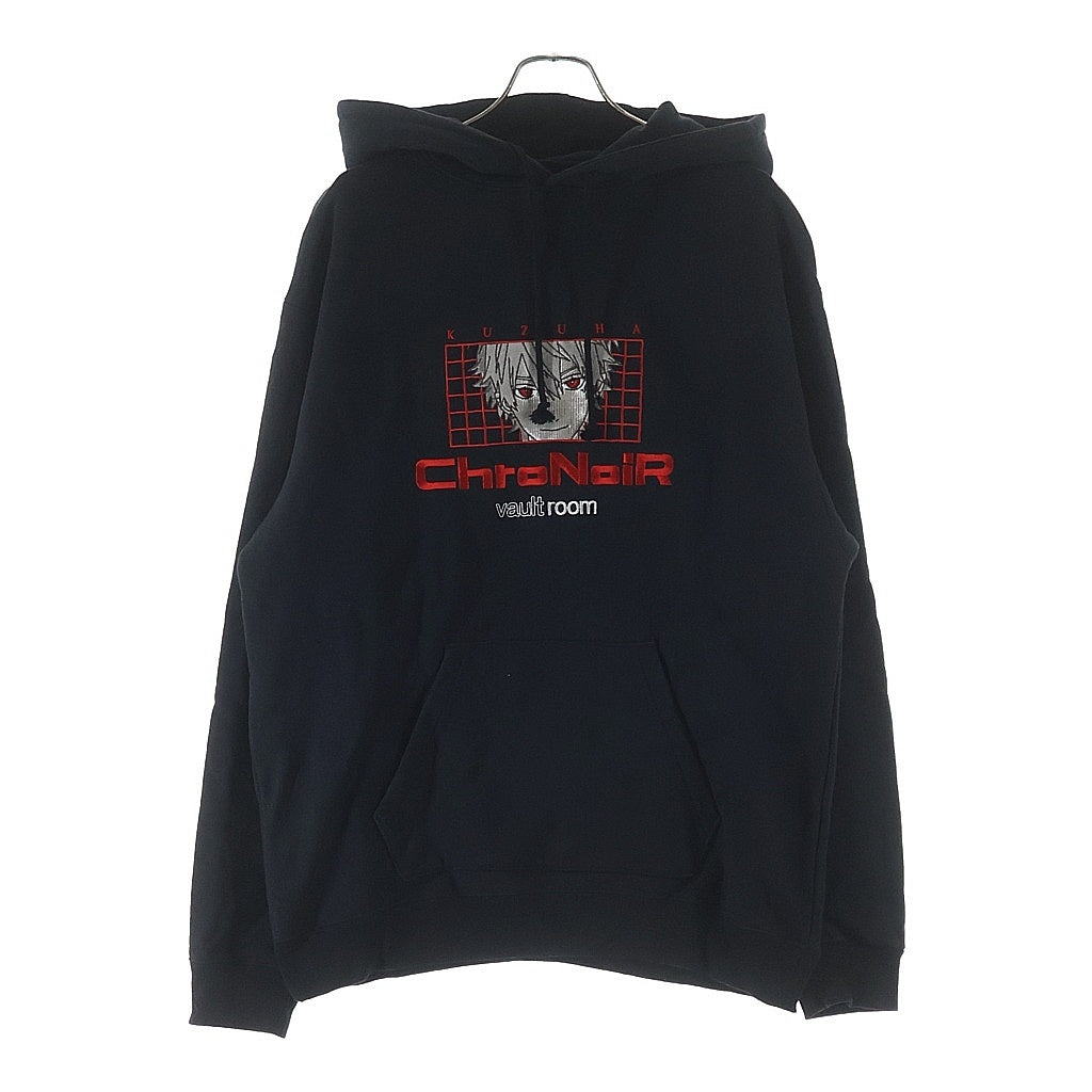 VAULTROOM(ボルトルーム) ×KUZUHA ChroNoiR HOODIE 葛葉 クロノワールフーディー ロゴ刺繍プルオーバースウェットパーカー ブラック