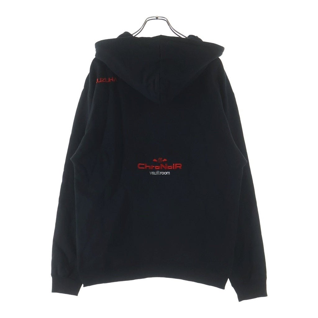 VAULTROOM(ボルトルーム) ×KUZUHA ChroNoiR HOODIE 葛葉 クロノワールフーディー ロゴ刺繍プルオーバースウェットパーカー ブラック