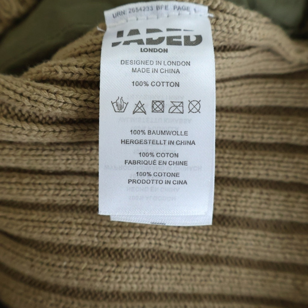 JADED LONDON(ジェイデッドロンドン) Cargo Jacket ニット切替 フーデット カーゴジャケット カーキ/ベージュ レディース