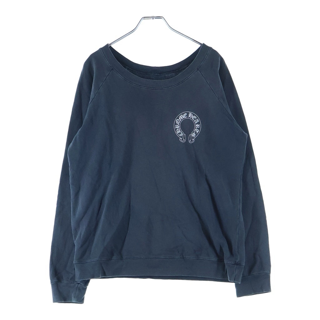 CHROME HEARTS(クロムハーツ) SWTSHRT PLVR バックアーチロゴ 袖フローラル クルーネックプルオーバースウェットトレーナー ブラック