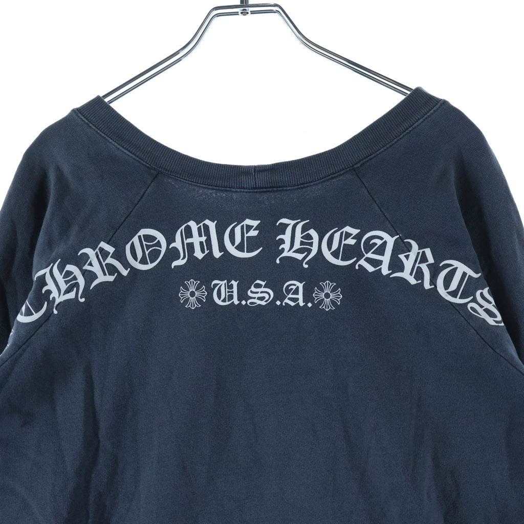 CHROME HEARTS(クロムハーツ) SWTSHRT PLVR バックアーチロゴ 袖フローラル クルーネックプルオーバースウェットトレーナー ブラック