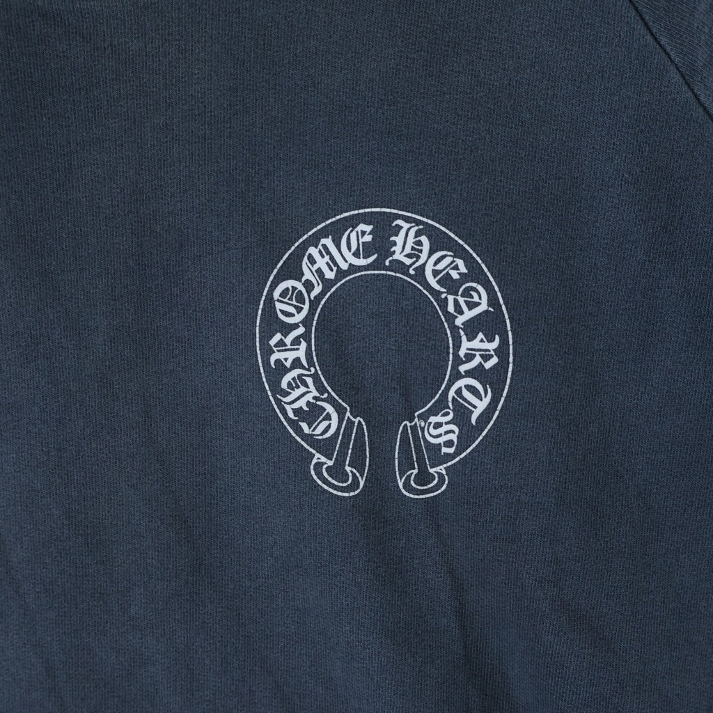 CHROME HEARTS(クロムハーツ) SWTSHRT PLVR バックアーチロゴ 袖フローラル クルーネックプルオーバースウェットトレーナー ブラック