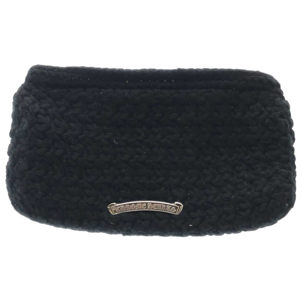 CHROME HEARTS(クロムハーツ) CASHMERE ZPR CHG PURSE クロスパッチ付き カシミヤ チェンジパース クローチェ ウォレット 財布 ブラック