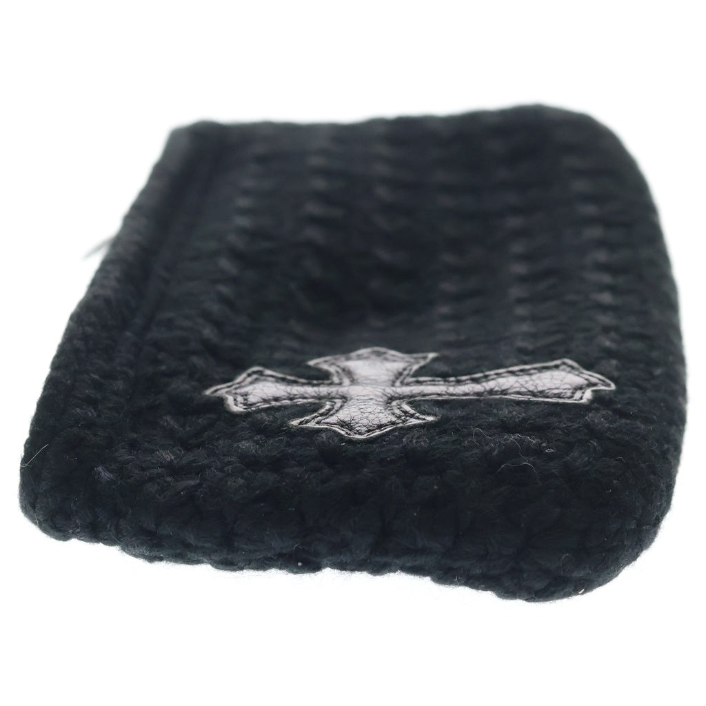 CHROME HEARTS(クロムハーツ) CASHMERE ZPR CHG PURSE クロスパッチ付き カシミヤ チェンジパース クローチェ ウォレット 財布 ブラック