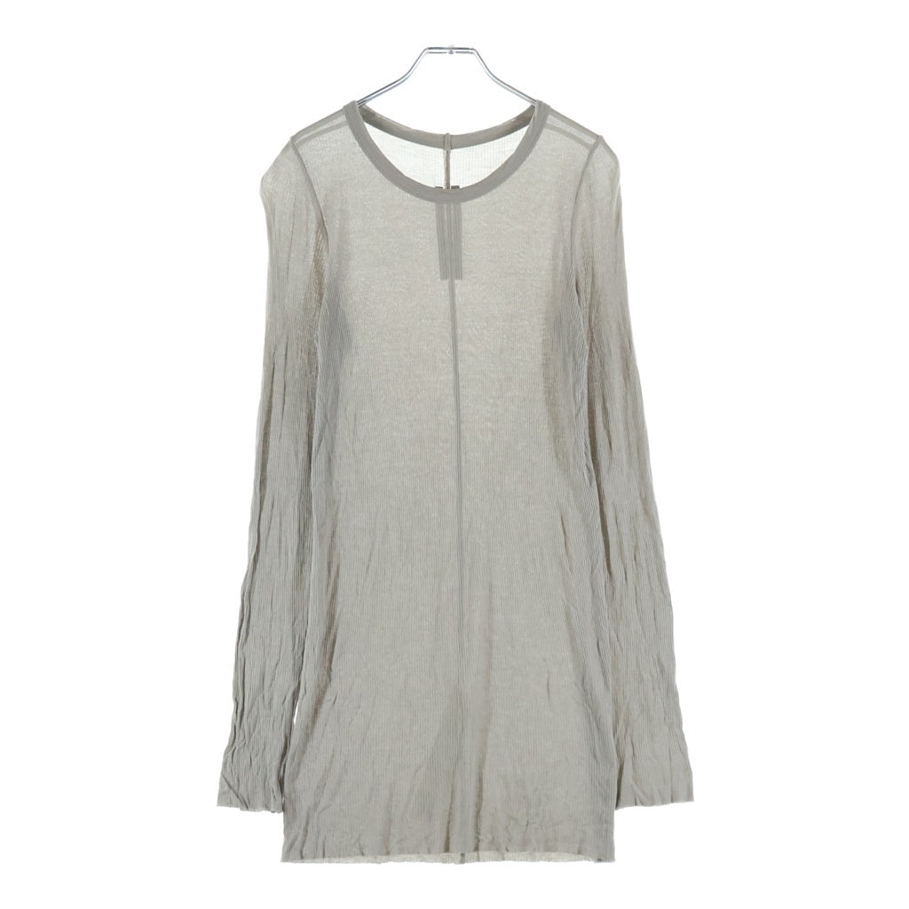 Rick Owens(リックオウエンス) 24SS RIB LONG SLEEVE TEE シアー 長袖Tシャツ カットソー ベージュ RU01D3250-RC
