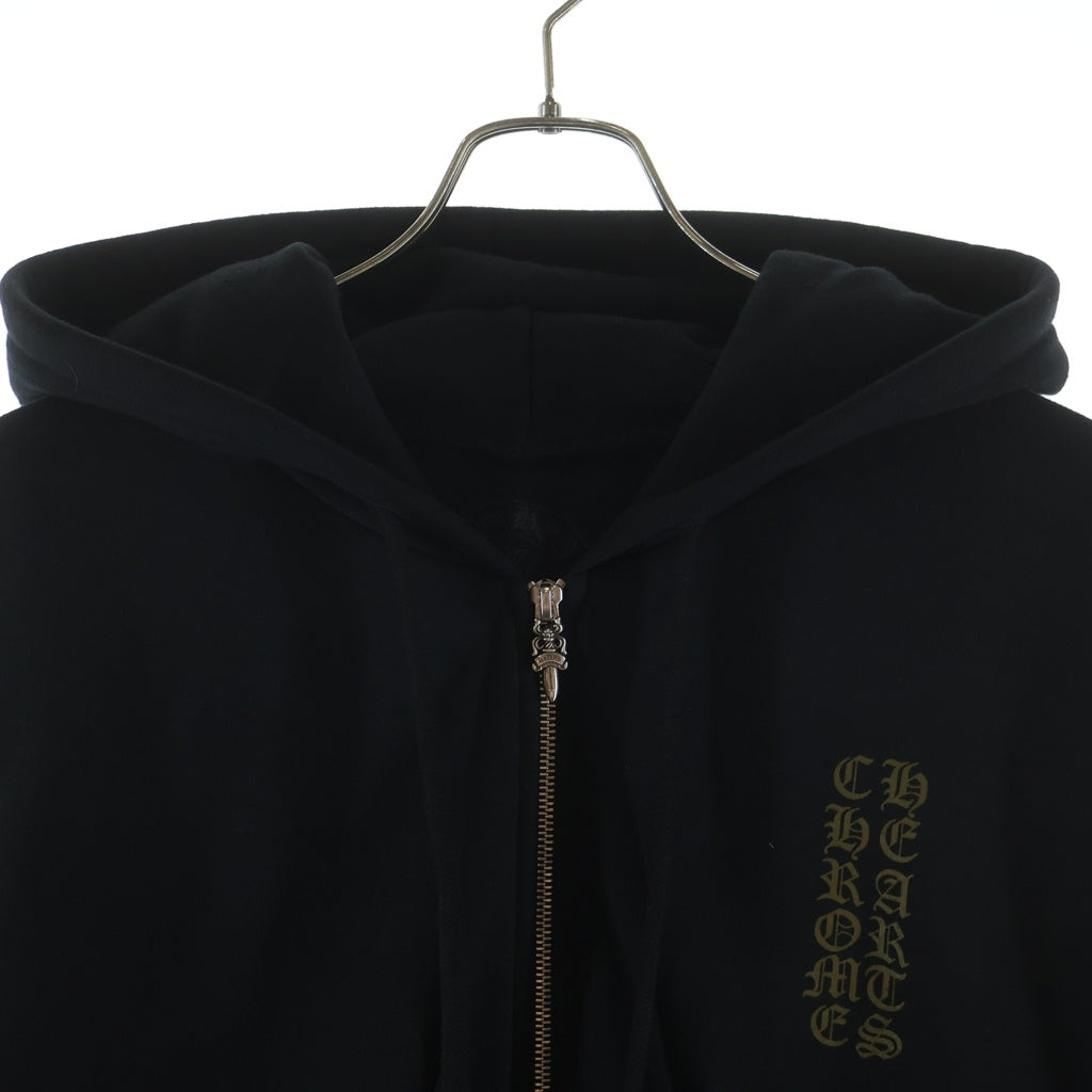 CHROME HEARTS(クロムハーツ) Vertical Logo Zip Up Hoodie バーティカルロゴジップアップパーカー ダガージップフーディー ブラック