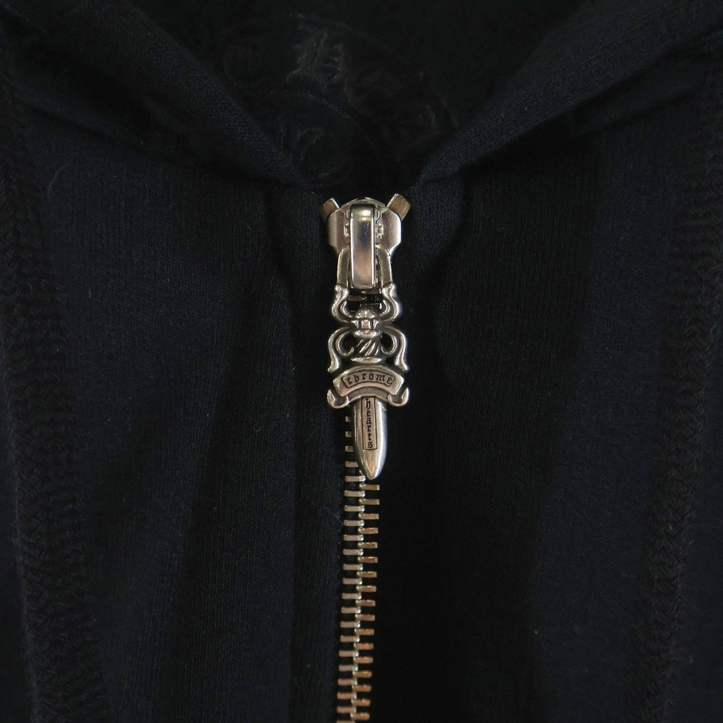 CHROME HEARTS(クロムハーツ) Vertical Logo Zip Up Hoodie バーティカルロゴジップアップパーカー ダガージップフーディー ブラック