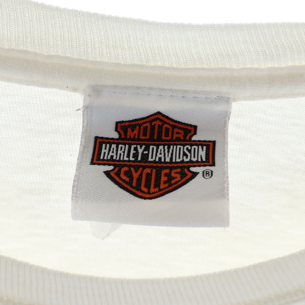 VINTAGE(ヴィンテージ) 00S HARLEY DAVIDSON BOWLING GREEN KENTUCKY ハーレーダビッドソン アームプリント 両面プリント Tシャツ 長袖カットソー ホワイト