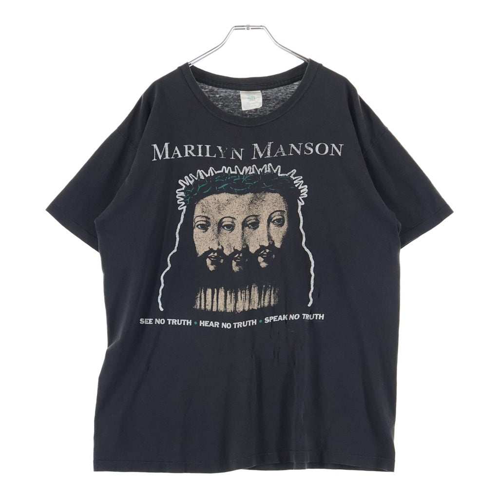 VINTAGE(ヴィンテージ) 90S MARILYN MANSON BELIEVE マリリンマンソン ビリーブ バンド マンソンタグ 半袖Tシャツ カットソー ブラック