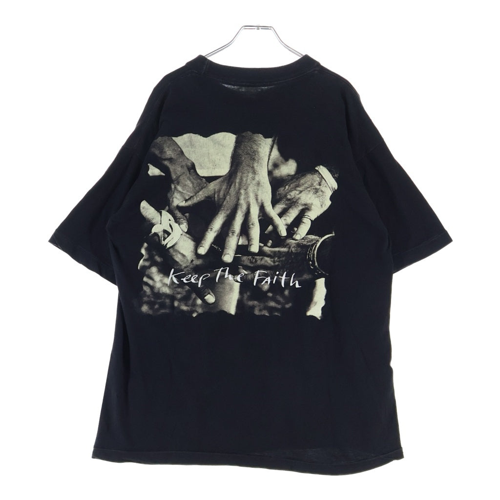 VINTAGE(ヴィンテージ) 90S BON JOVI KEEP THE FAITH ボンジョビ キープザフェイス 両面プリントクルーネック半袖Tシャツ ブラック