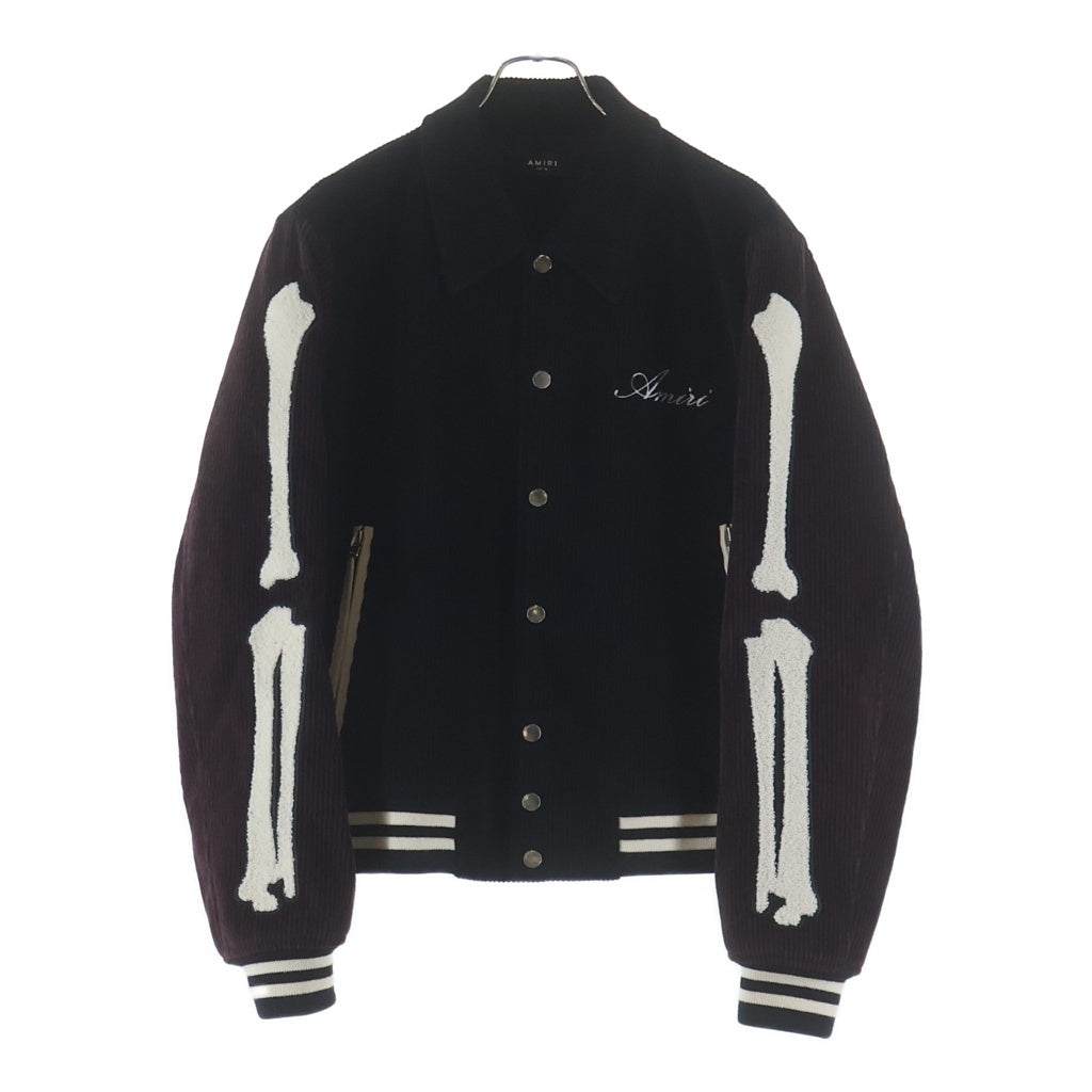 AMIRI(アミリ) Corduroy Bones Varsity Jacket コーデュロイボーンズバーシティジャケット SRPS23MOS010 ブラック/バーガンディ