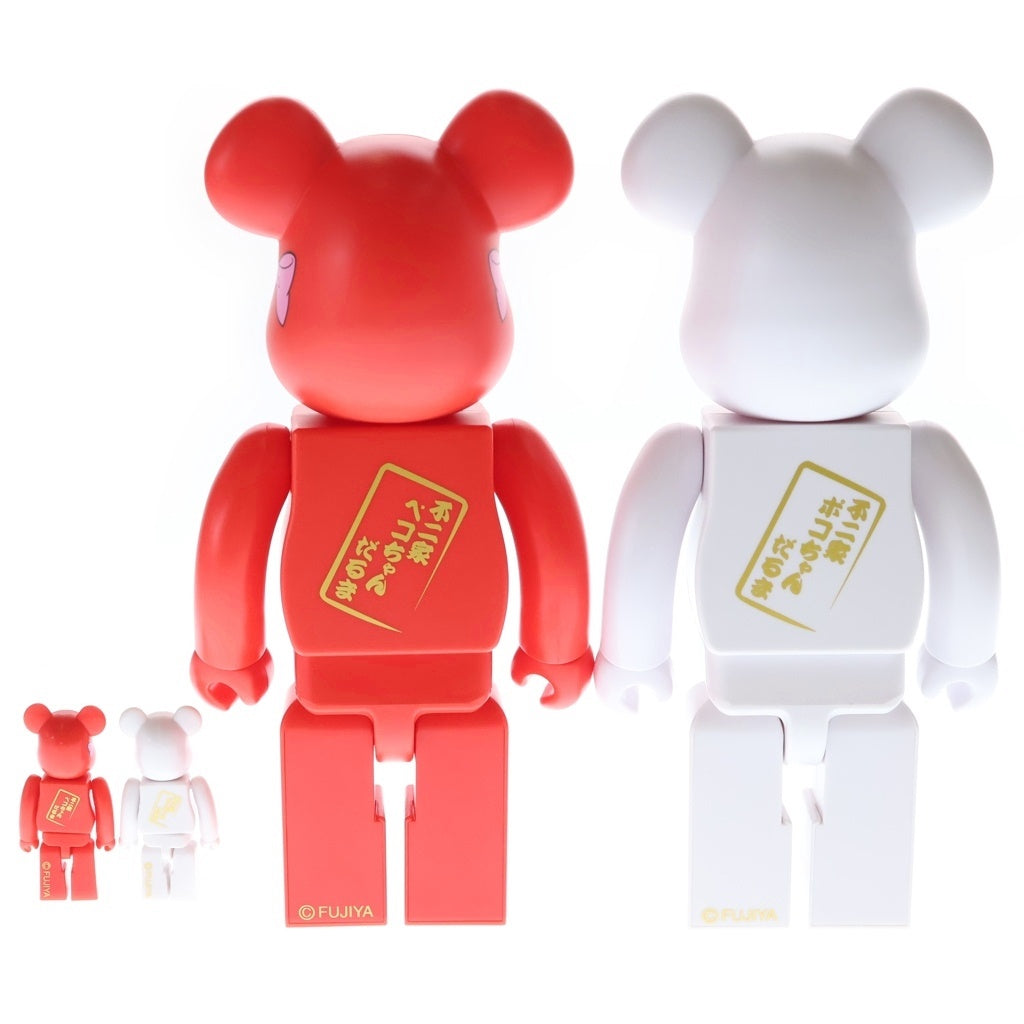 BE@RBRICK(ベアブリック) PEKO&POKO DARUMA 達磨ペコちゃん&ポコちゃん 100%&400% フィギュアセット レッド/ホワイト