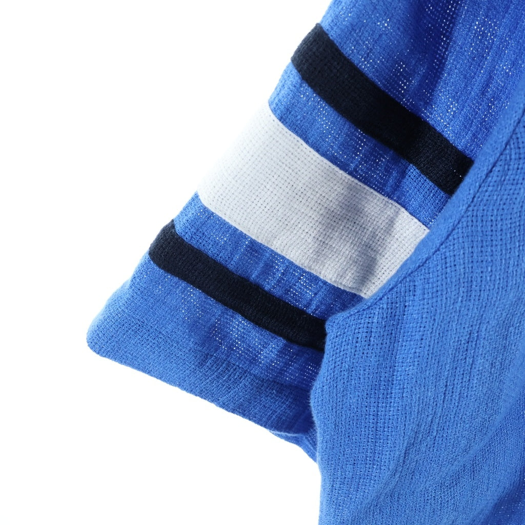 GIORGIO ARMANI(ジョルジオアルマーニ) ×KITH Open Weave Malik Jersey キス フロントLロゴデザイン オープン ウィーブ マリック ジャージーシャツ ブルー GM002518 TE17994