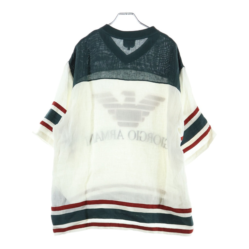 GIORGIO ARMANI(ジョルジオアルマーニ) ×KITH Open Weave Malik Jersey キス フロントLロゴデザイン オープン ウィーブ マリック ジャージーシャツ GM002518 TE17994 ホワイト