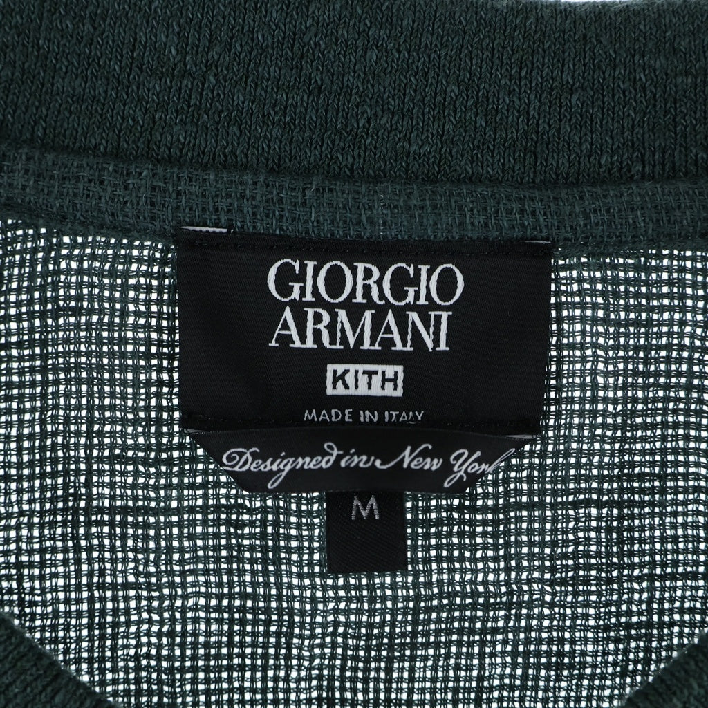 GIORGIO ARMANI(ジョルジオアルマーニ) ×KITH Open Weave Malik Jersey キス フロントLロゴデザイン オープン ウィーブ マリック ジャージーシャツ GM002518 TE17994 ホワイト
