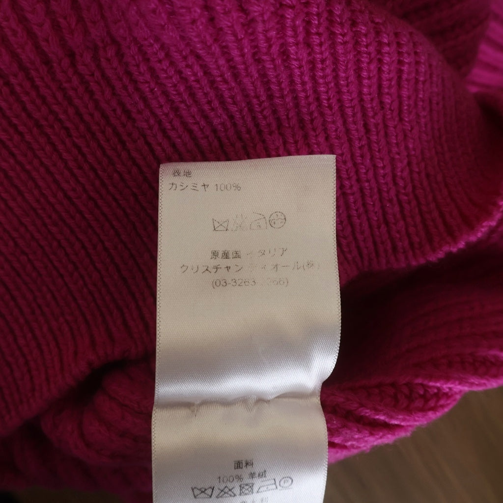 Christian Dior(クリスチャンディオール) カシミヤ スクエアネック 五分袖 ニットセーター ピンク レディース