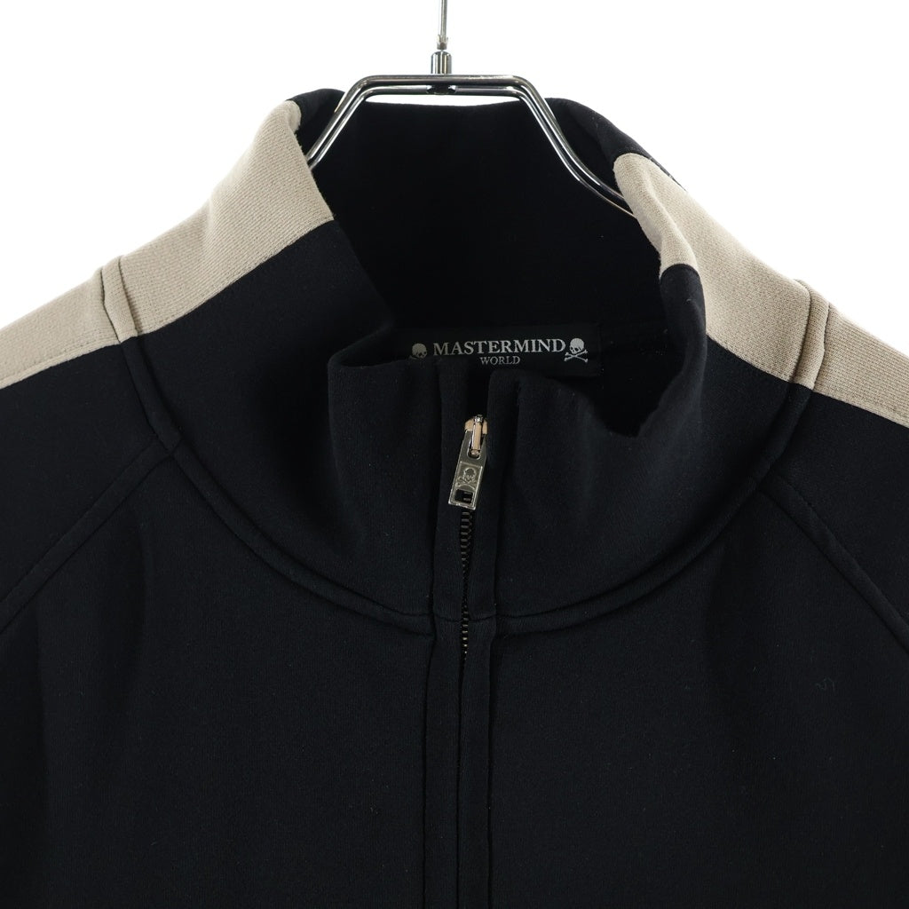 mastermind JAPAN(マスターマインドジャパン) 20AW Side Line Track Jacket サイドライントラックジャケット スカルロゴジップアップブルゾン MW20S05-BL033-605 ブラック/ベージュ